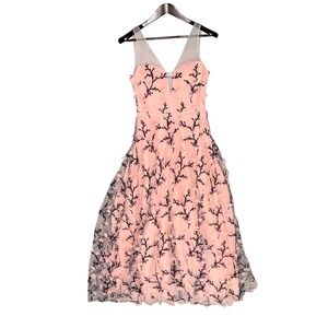 ACRAB2018 Maxi Dress Juniors 7 Pink Excellent 3D Floral V-Neck Gown